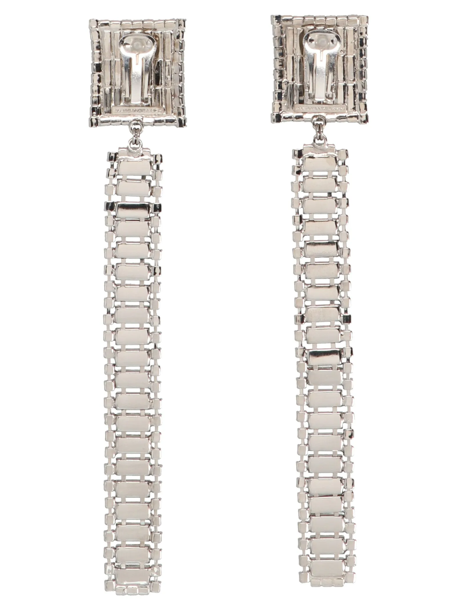 Alessandra Rich Baguette Crystal Long Earrings