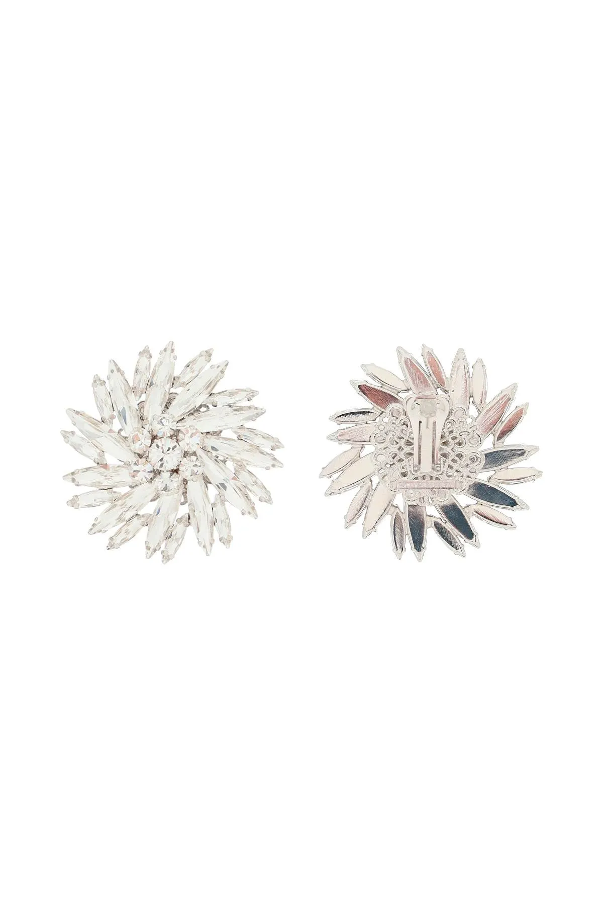 Alessandra Rich Crystal Flower Clip-On Earrings