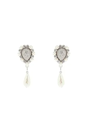 Alessandra Rich Pearl Embellished Earrings