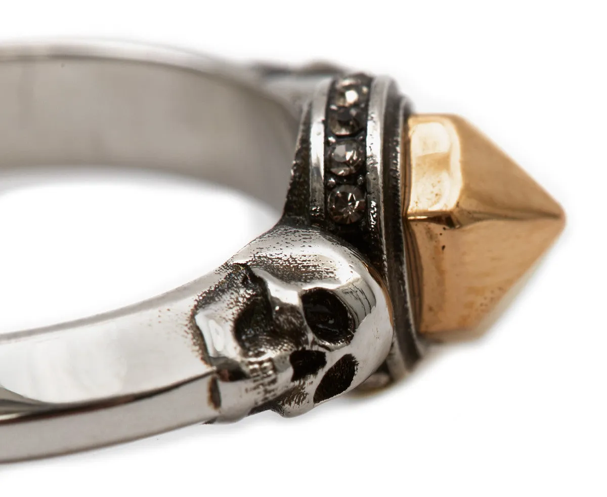 Alexander McQueen Double Skull Studded Ring