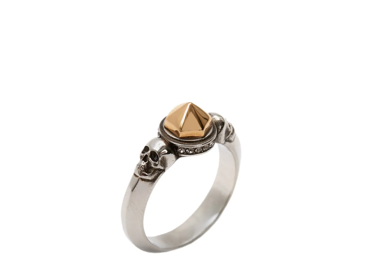 Alexander McQueen Double Skull Studded Ring