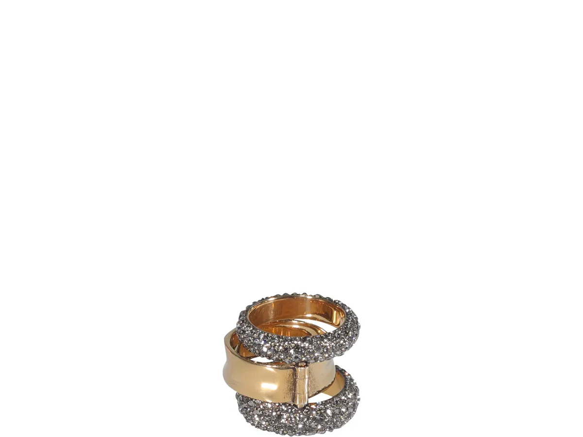 Alexander McQueen Embellished Double Band Ring