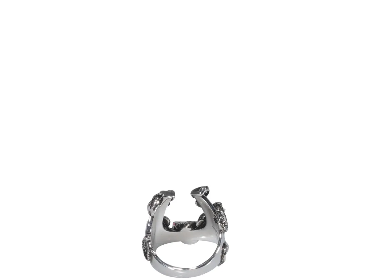 Alexander McQueen Embellished Logo Engraved Ring