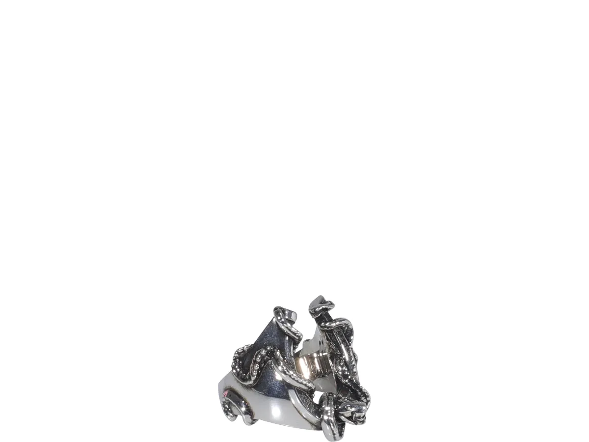 Alexander McQueen Embellished Logo Engraved Ring