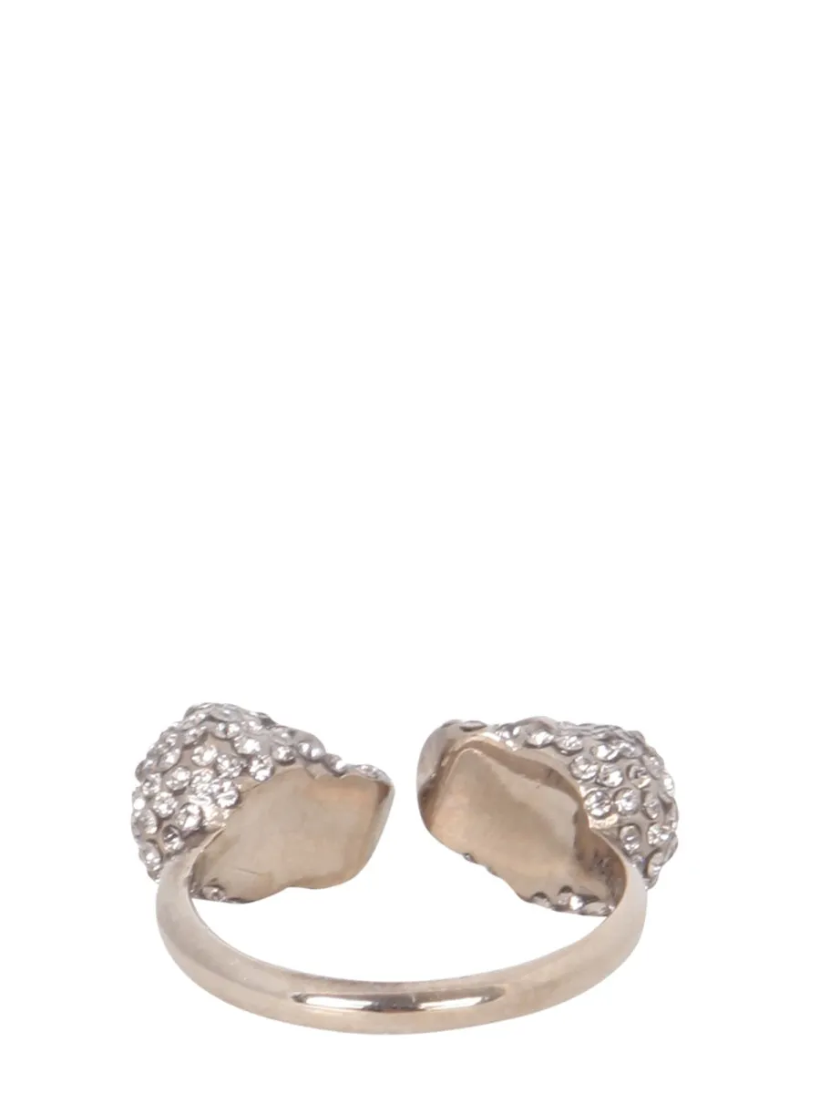 Alexander McQueen Embellished Twin Skull Ring
