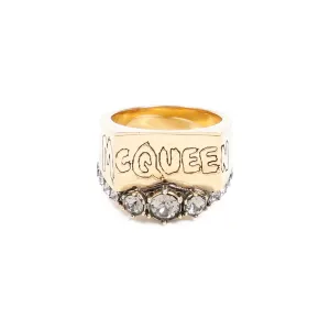 Alexander McQueen Graffiti Logo Embossed Ring
