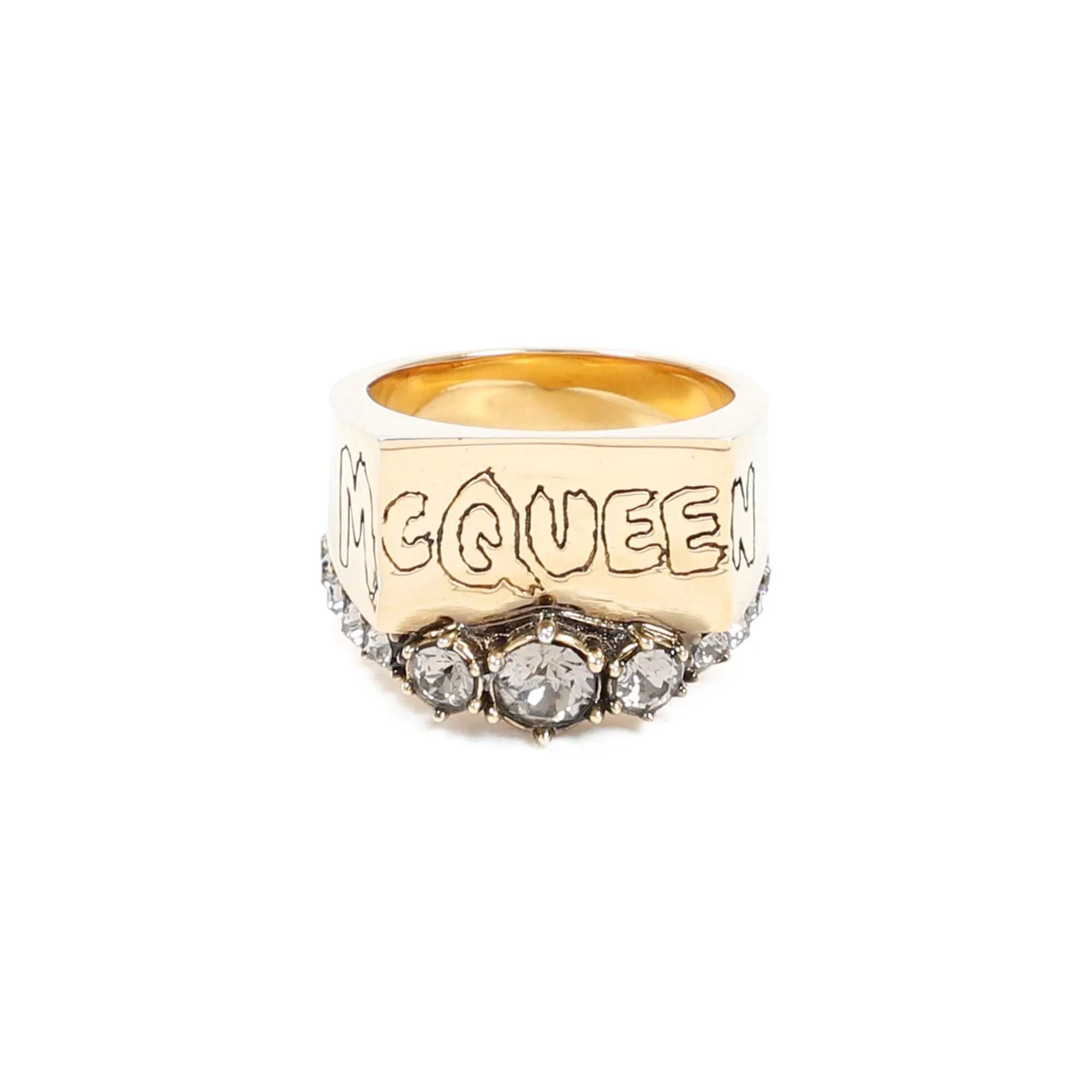 Alexander McQueen Graffiti Logo Embossed Ring