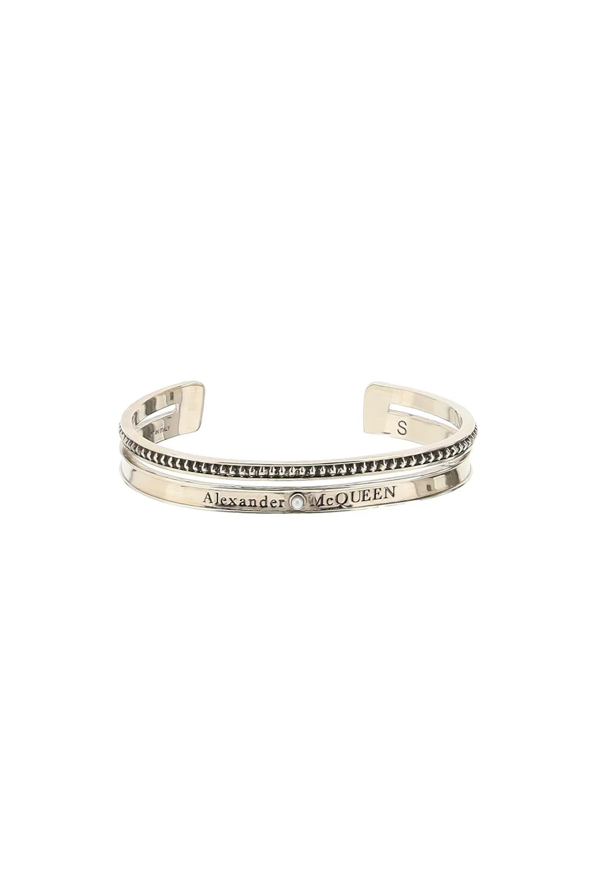Alexander McQueen Logo Engraved Cuff Bracelet