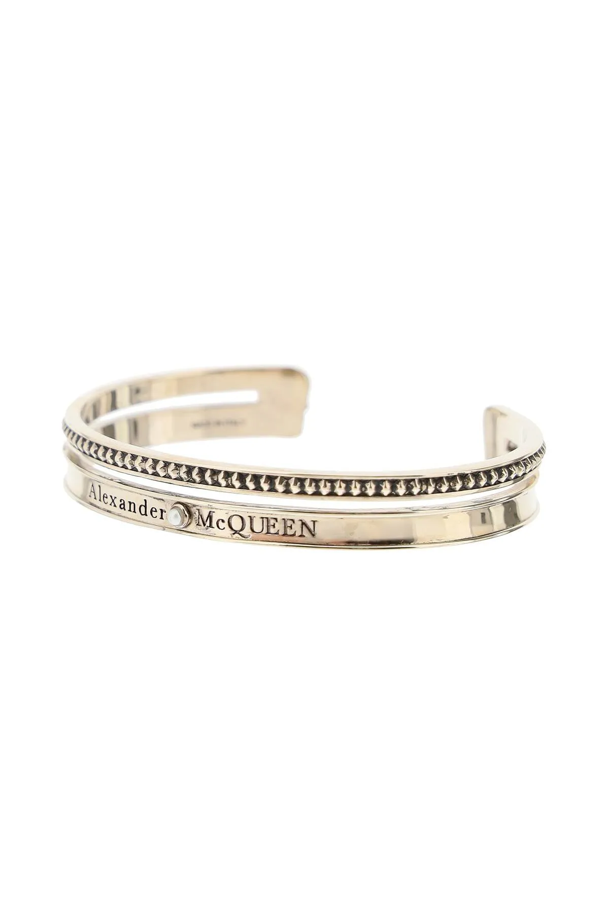 Alexander McQueen Logo Engraved Cuff Bracelet