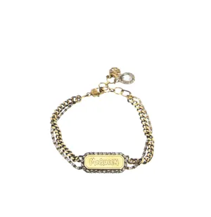 Alexander McQueen Logo Engraved Double Chain Bracelet