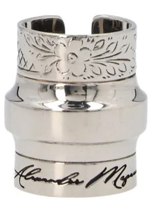 Alexander McQueen Logo Engraved Ring