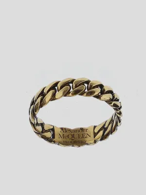 Alexander McQueen Logo Engraved Ring