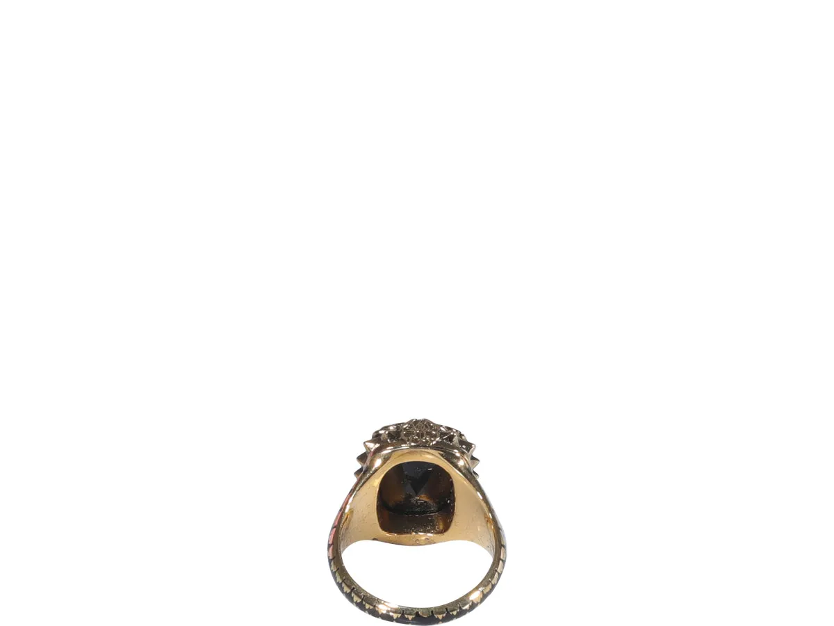 Alexander McQueen Logo Print Embellished Ring