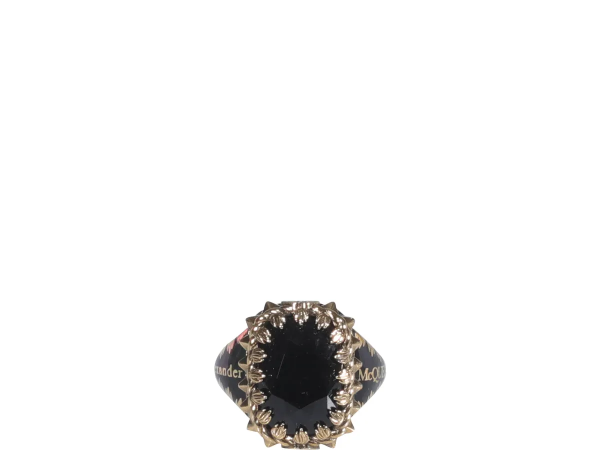 Alexander McQueen Logo Print Embellished Ring