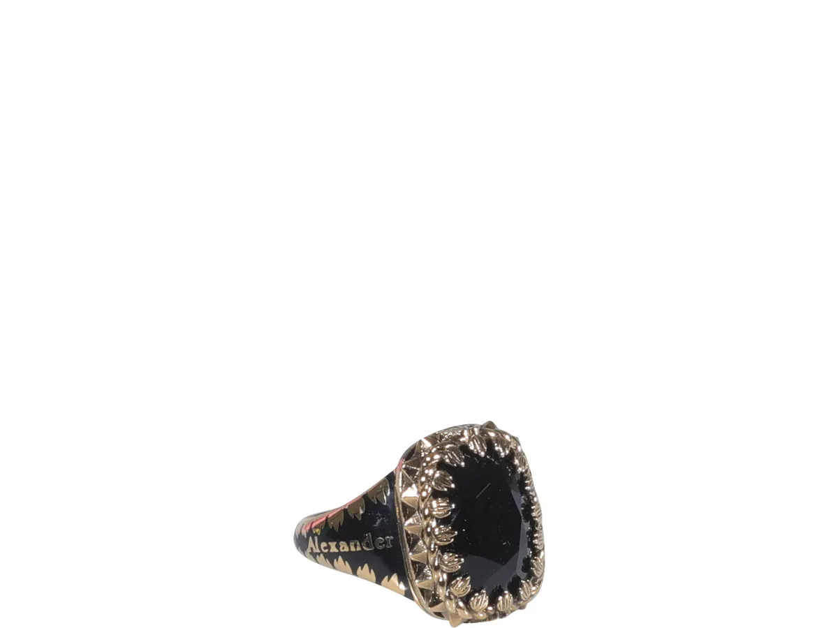 Alexander McQueen Logo Print Embellished Ring