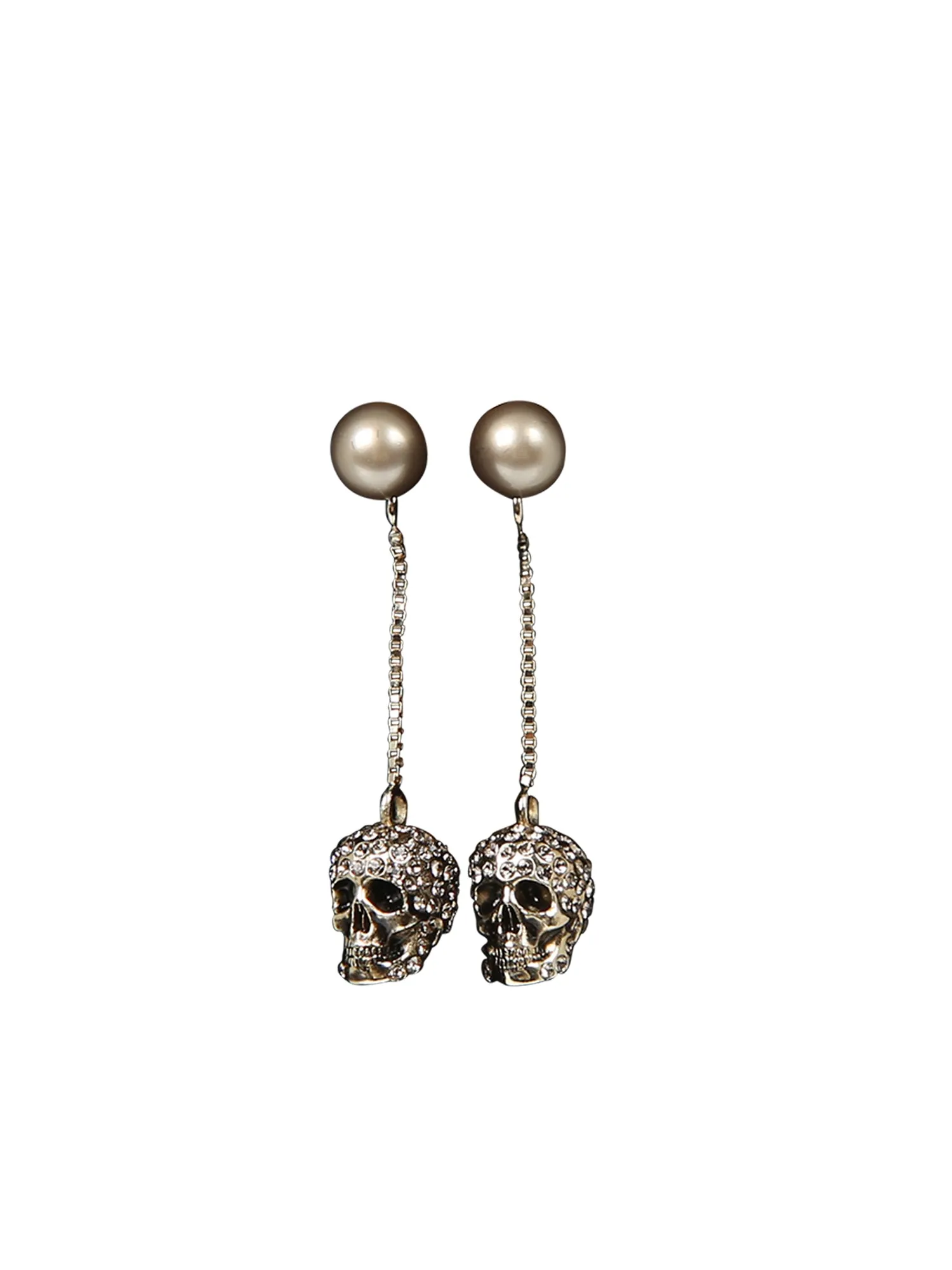 Alexander McQueen Pave Skull Chain Earrings