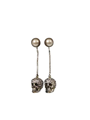 Alexander McQueen Pave Skull Chain Earrings
