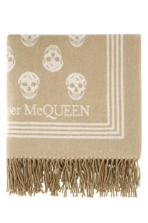 Alexander McQueen Skull Jacquard Fringed Scarf