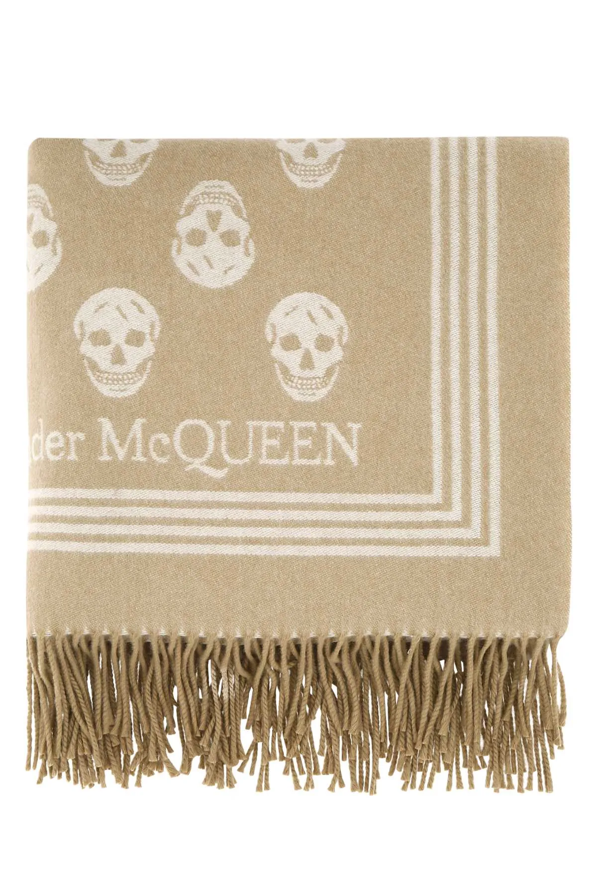 Alexander McQueen Skull Jacquard Fringed Scarf