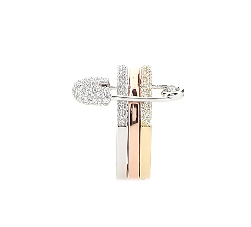APM Monaco Triple Hoops Safety Pin Ring