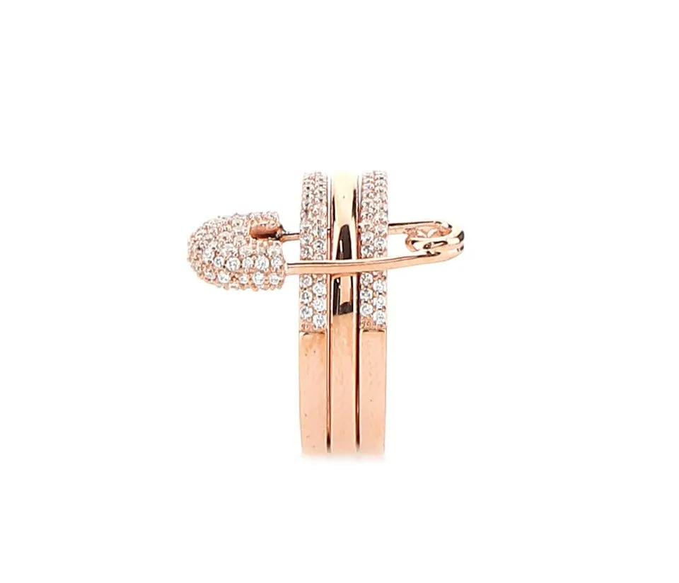 APM Monaco Triple Hoops Safety Pin Ring