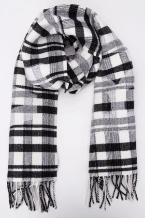 Balenciaga Logo Tartan Fringed Scarf