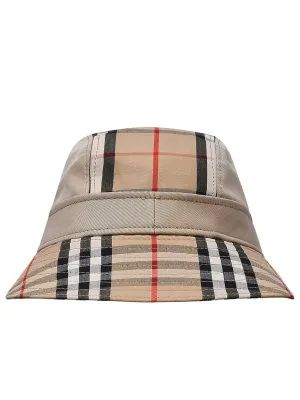 Burberry Checked Wide Brim Bucket Hat