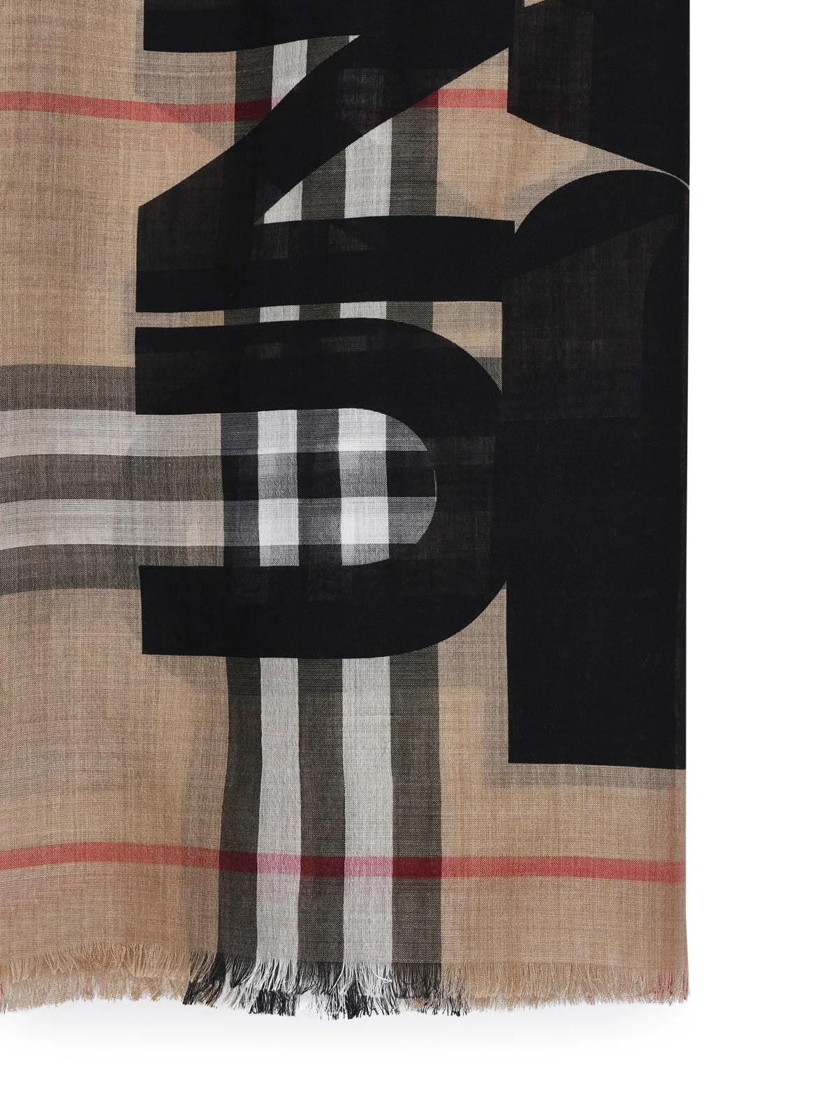 Burberry Slogan Print Checked Scarf