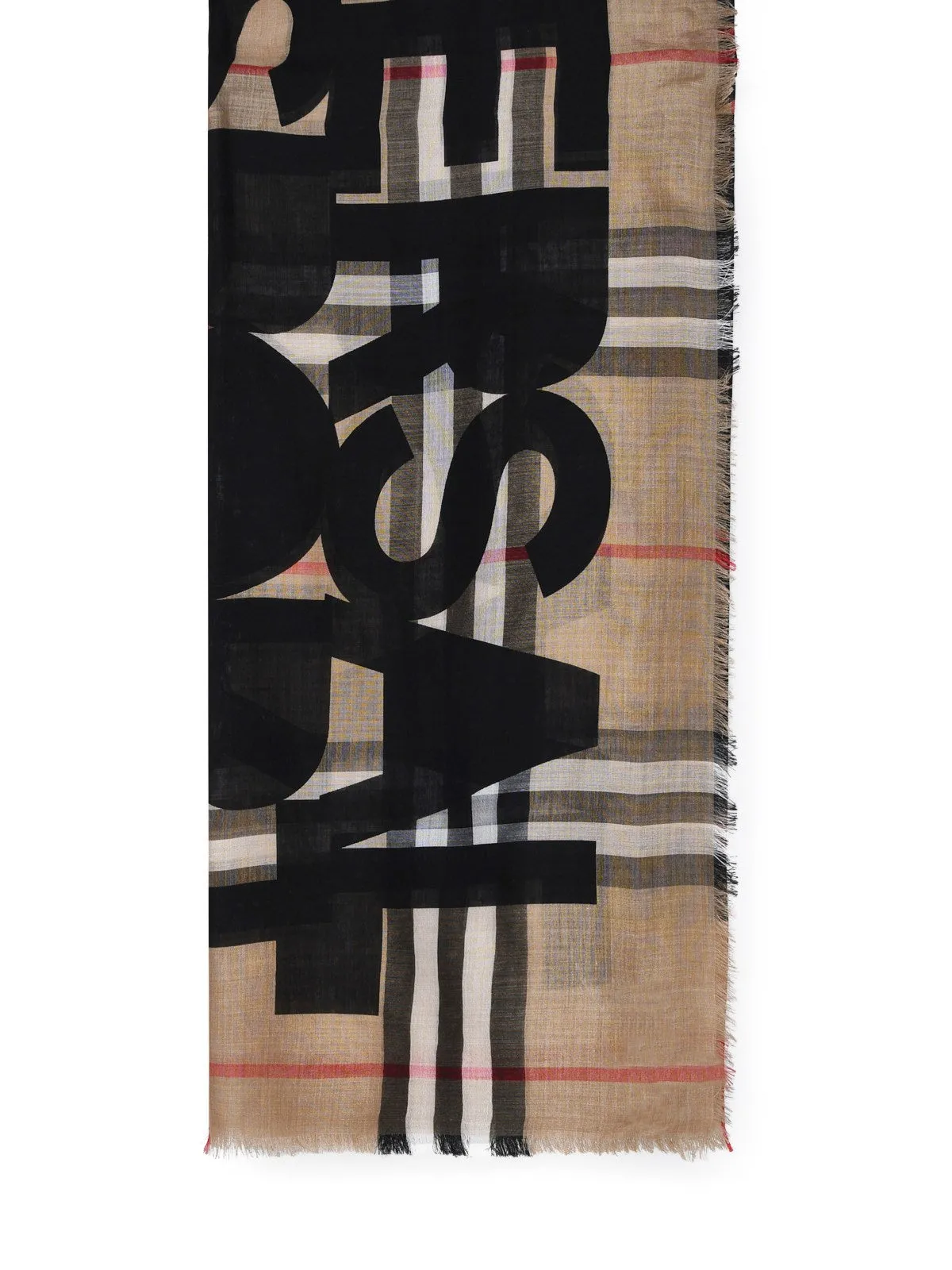Burberry Slogan Print Checked Scarf