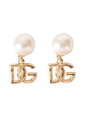 Dolce & Gabbana Embellished Logo Charm Earrings