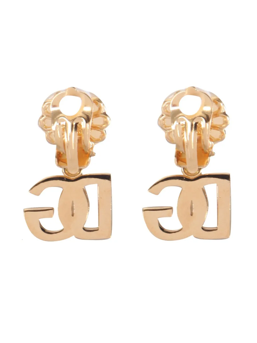Dolce & Gabbana Embellished Logo Charm Earrings