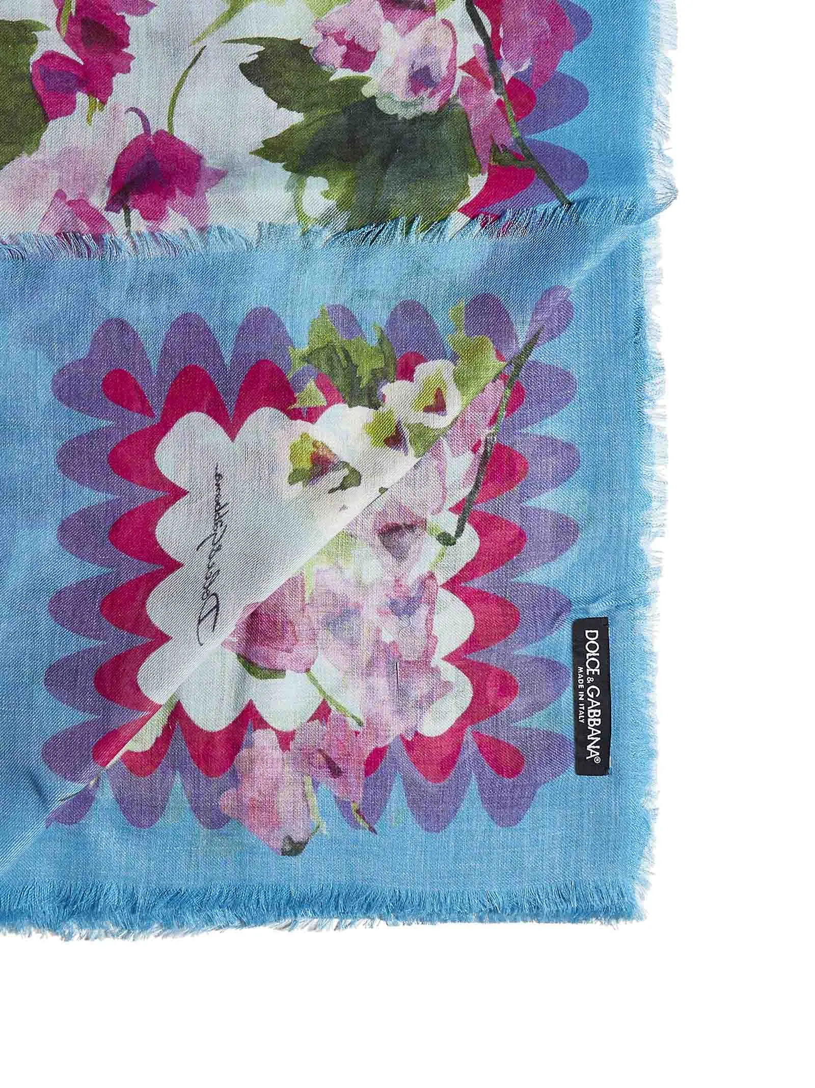 Dolce & Gabbana Large bluebell-Printed Scarf
