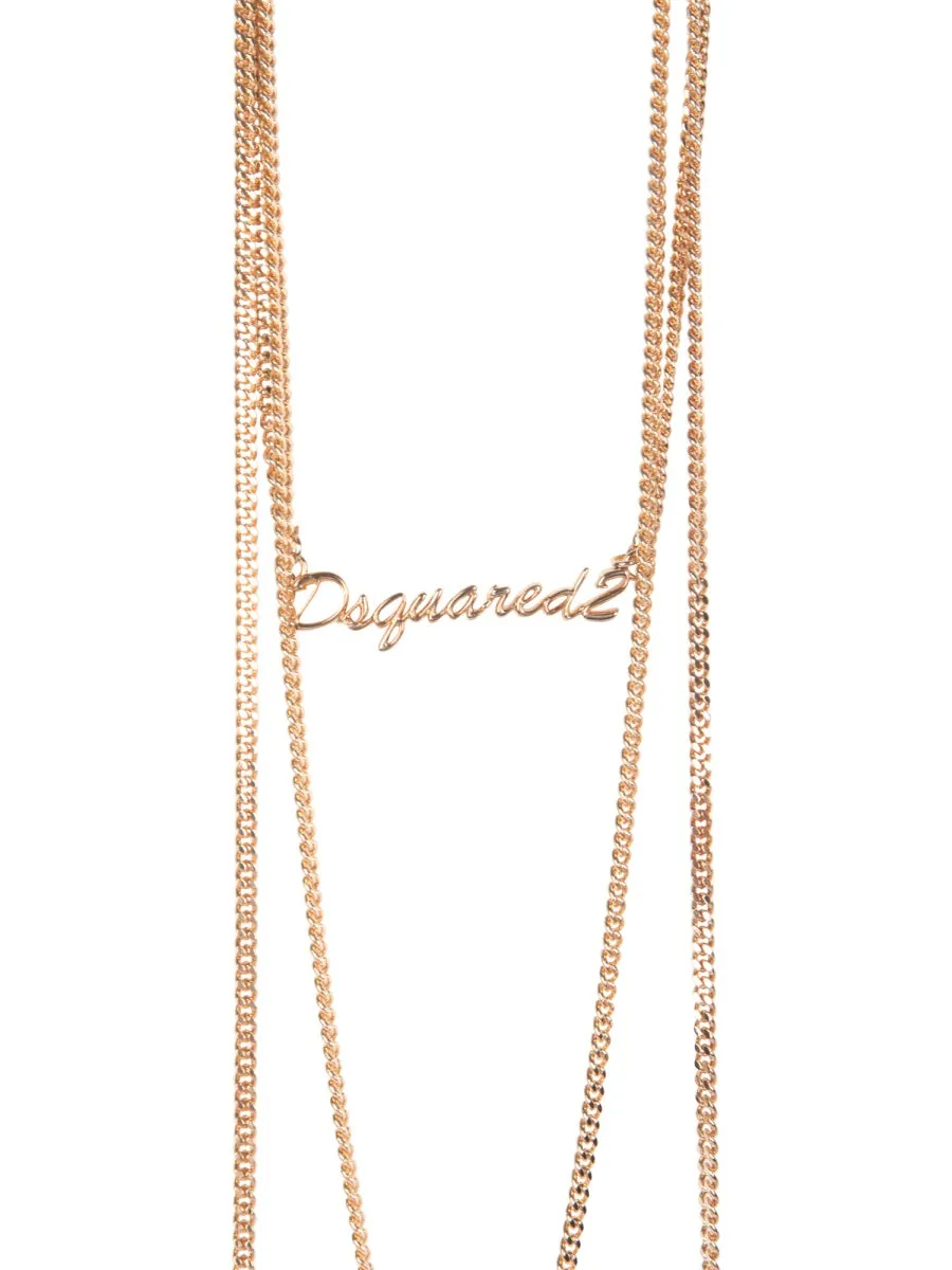 Dsquared2 Logo Charm Chain Necklace
