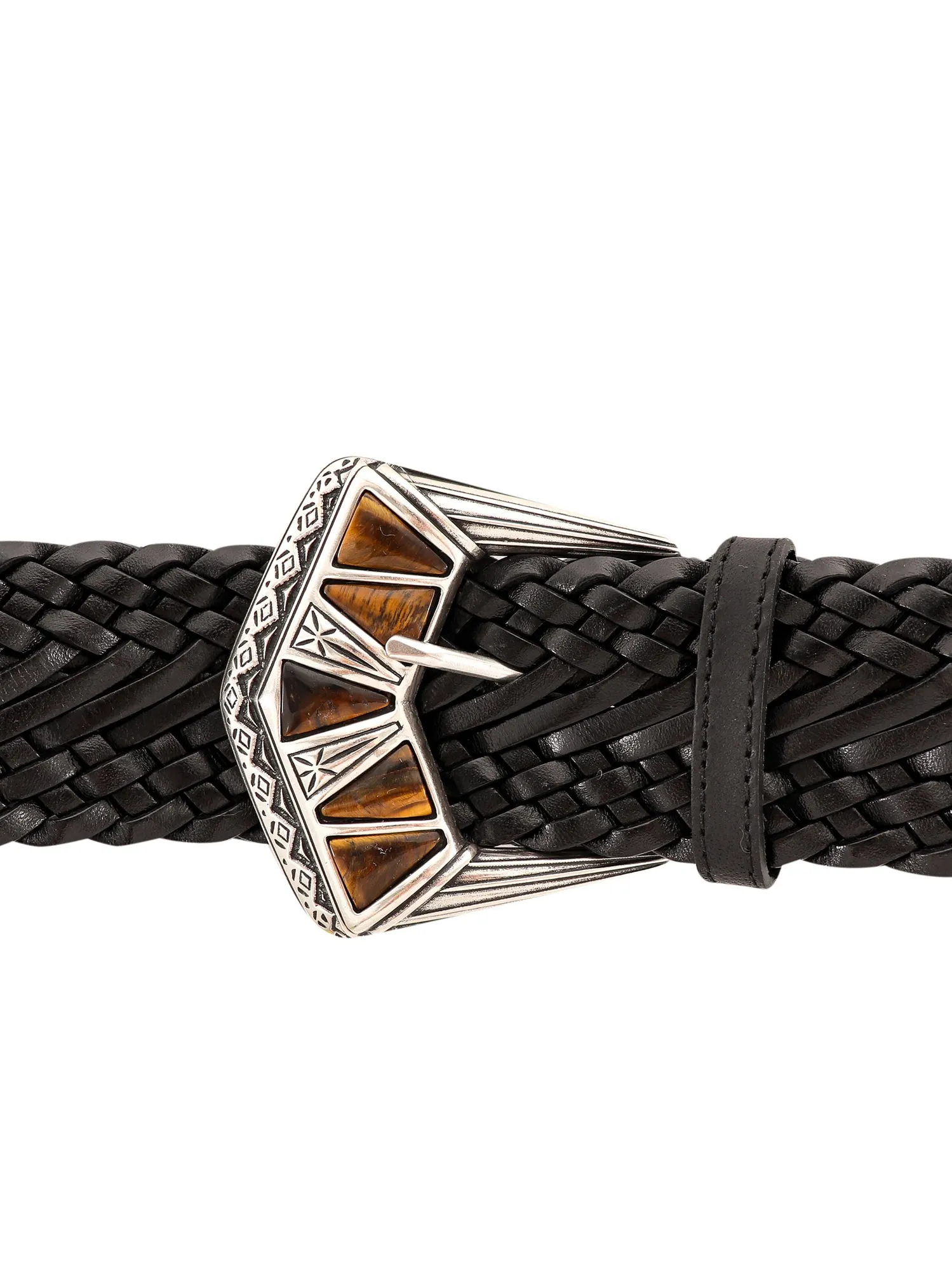 Etro Engraved Buckle Woven Belt