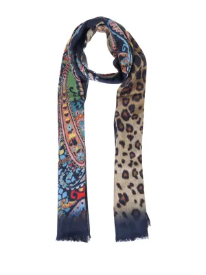 Etro Leopard Print Frayed Scarf