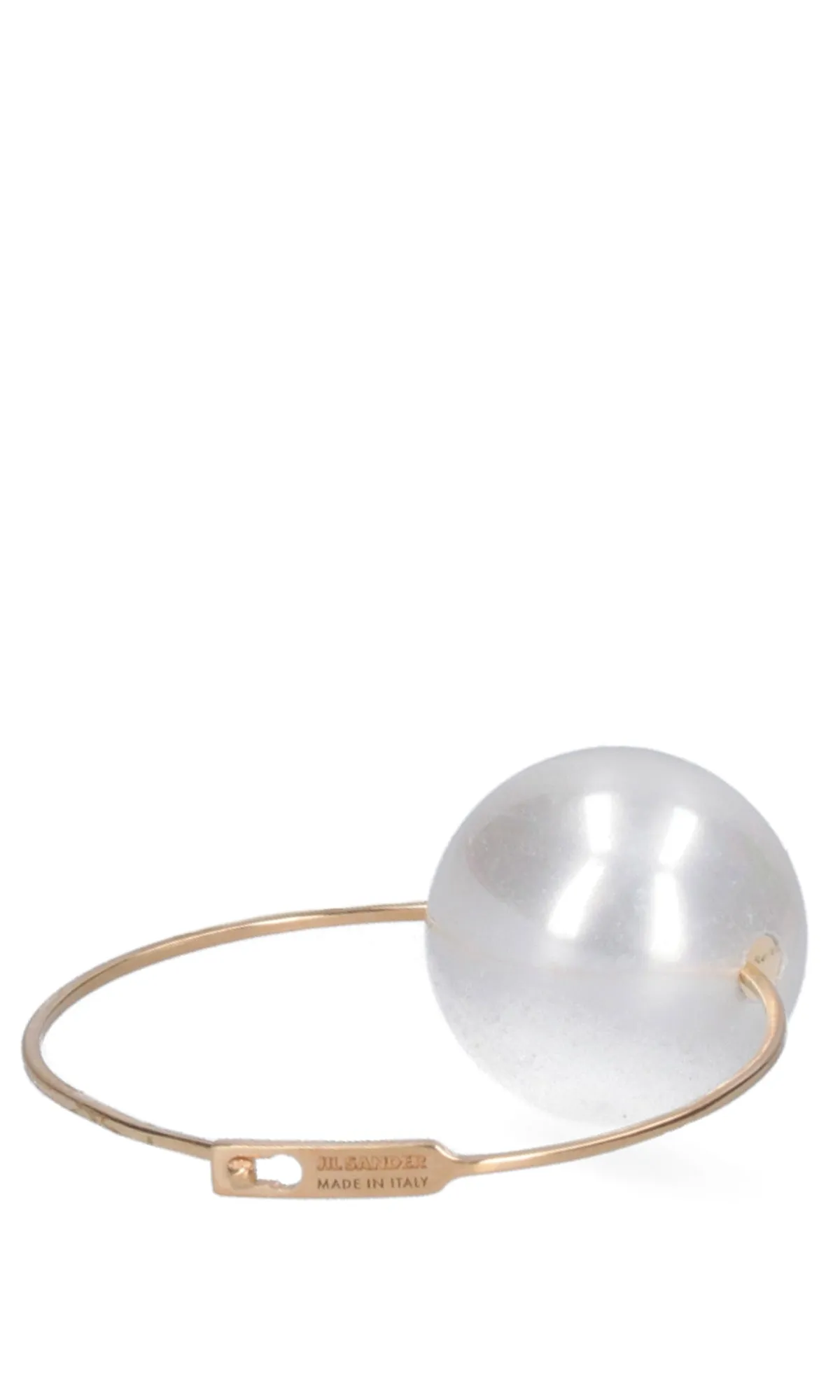 Jil Sander Pearl-Pendant Logo Engraved Hoop Earrings