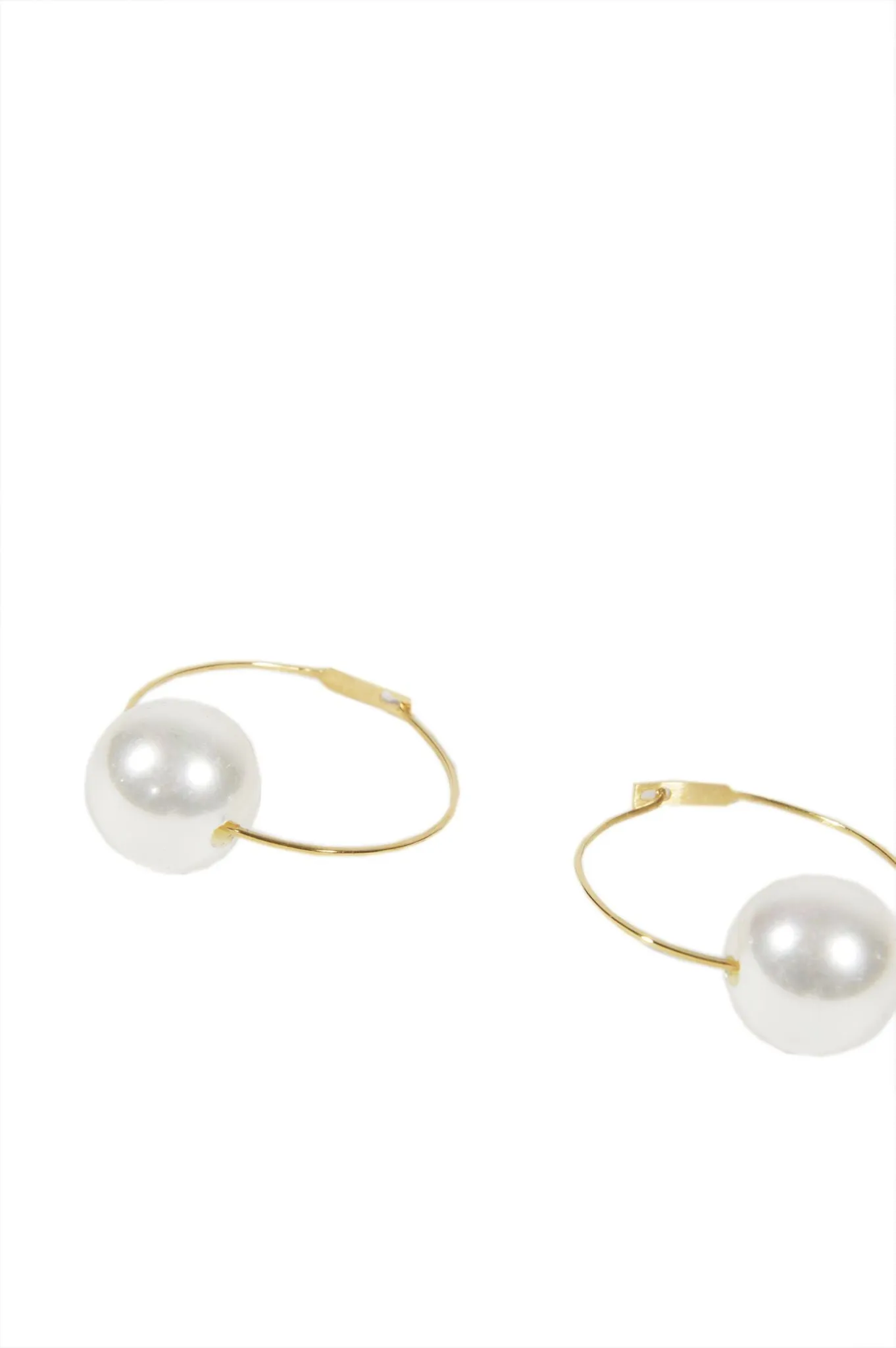 Jil Sander Pearl-Pendant Logo Engraved Hoop Earrings