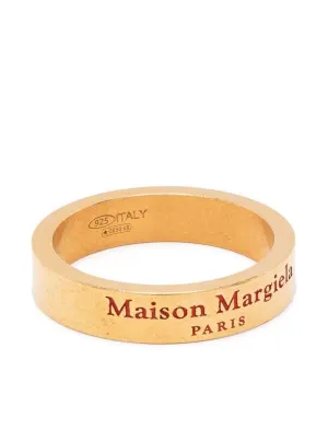 Maison Margiela Logo Engraved Brushed Finish Ring