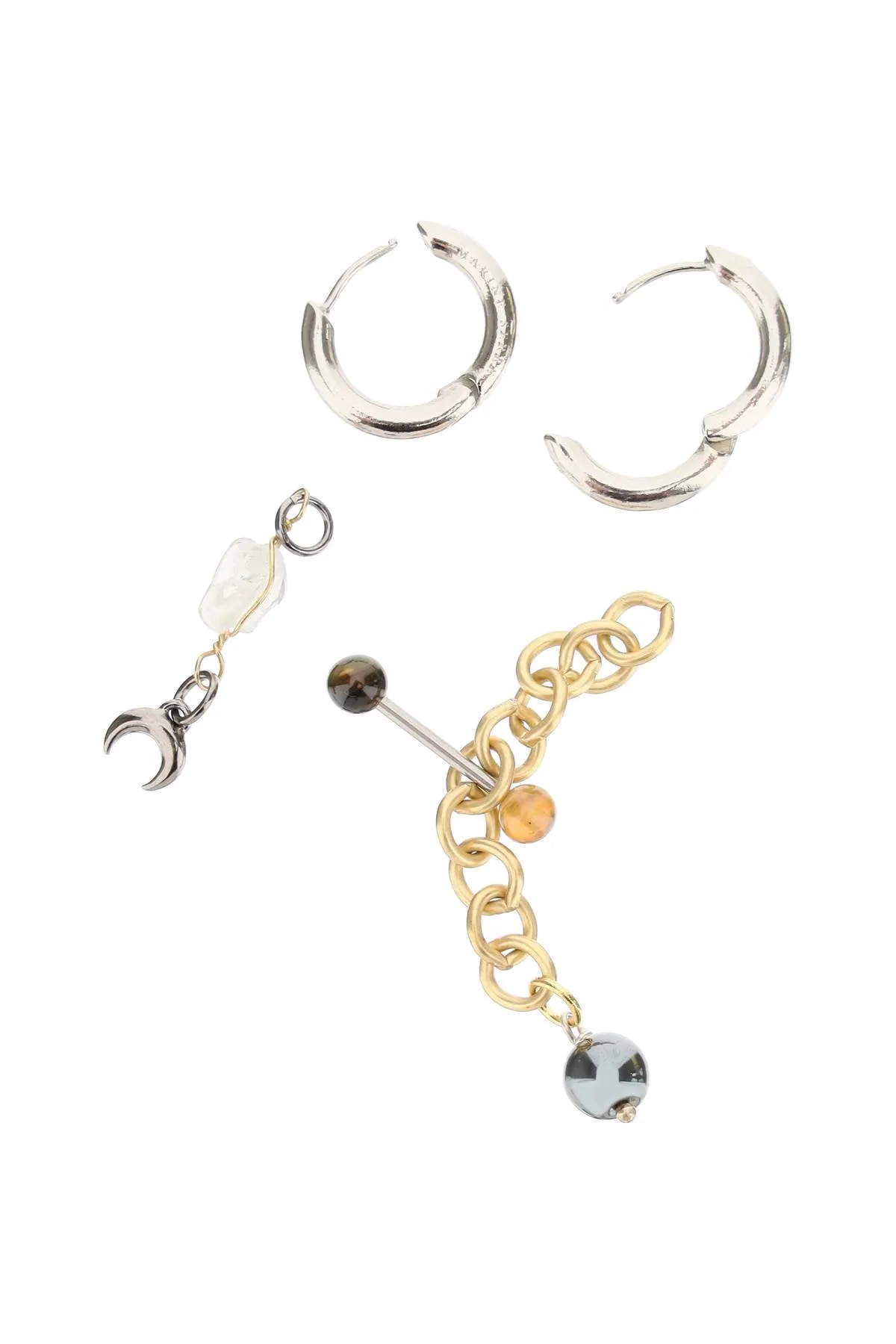Marine Serre Asymmetric Charm Drop Earrings