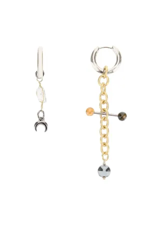 Marine Serre Asymmetric Charm Drop Earrings