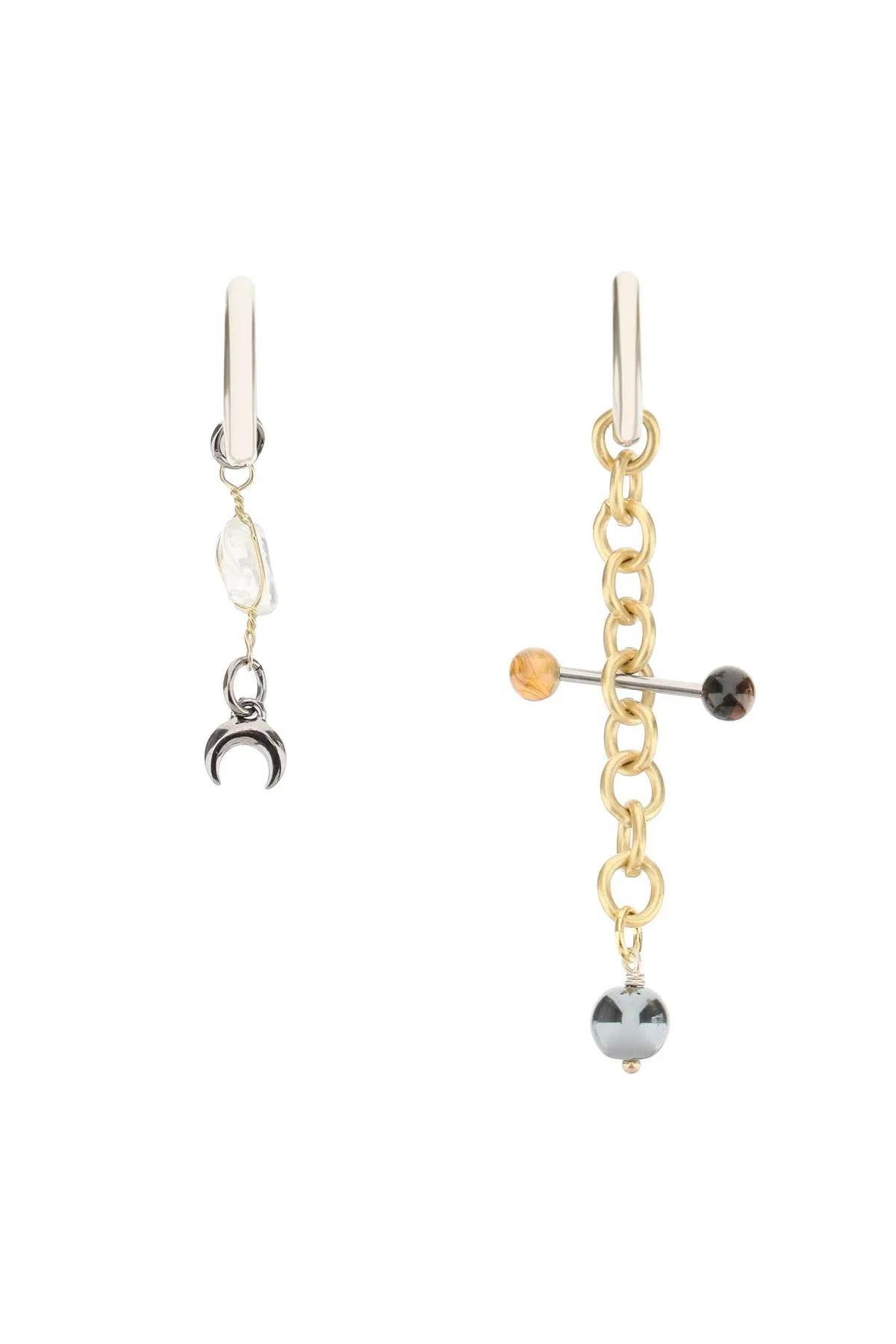 Marine Serre Asymmetric Charm Drop Earrings