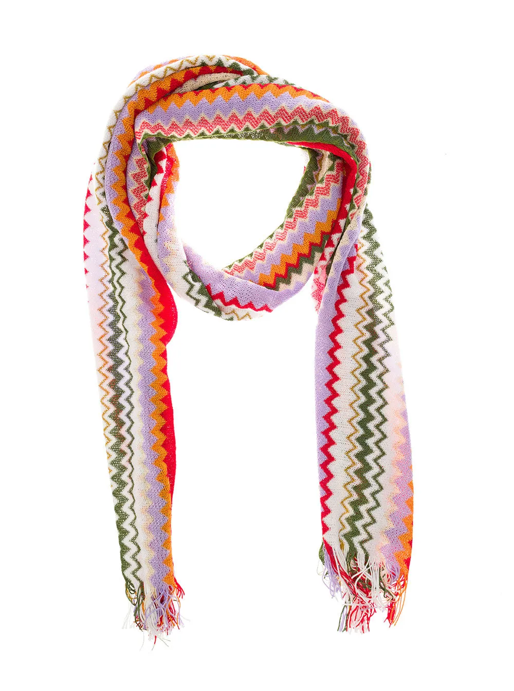 Missoni Zigzag Patterned Fringed Scarf