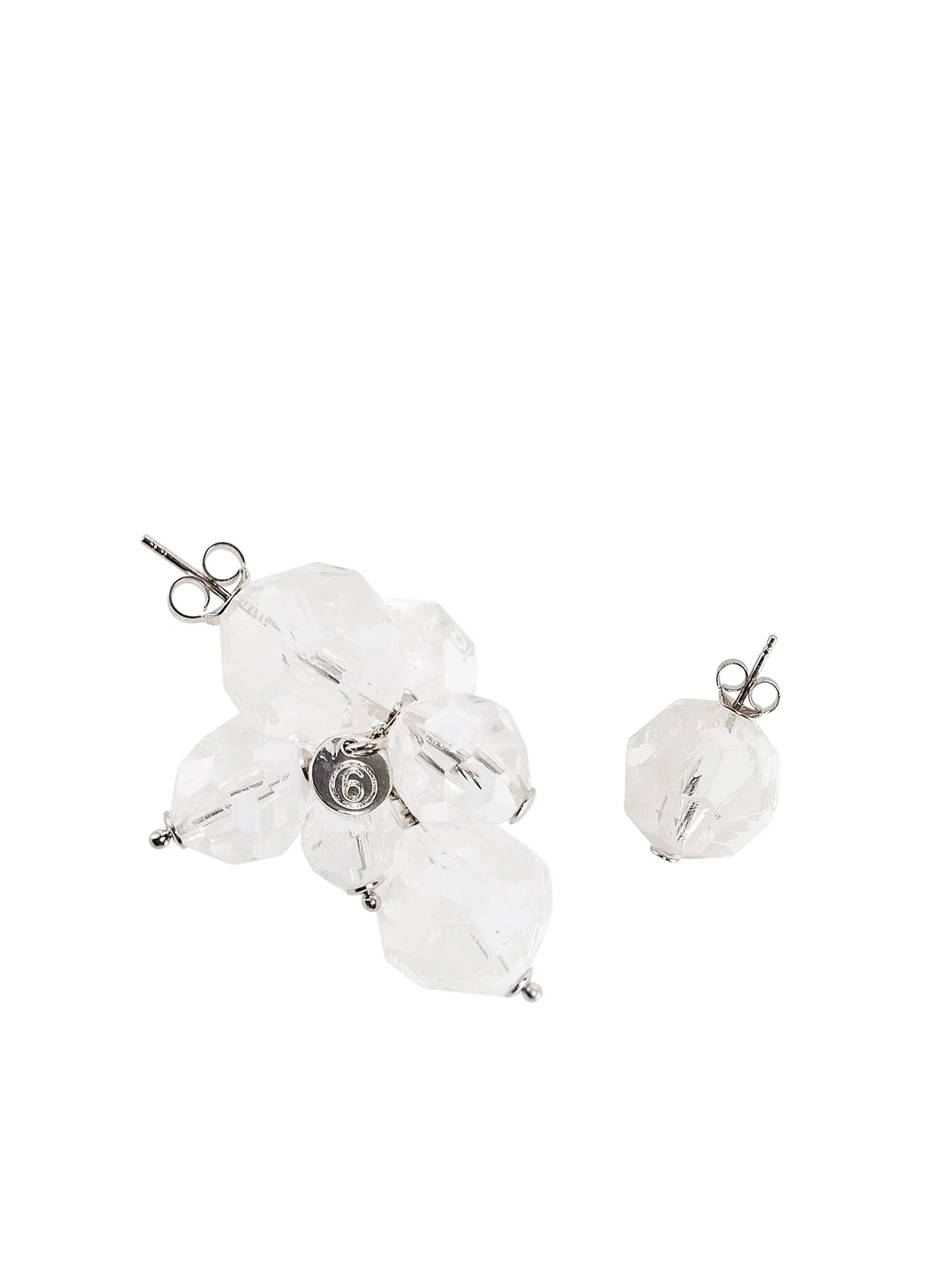 MM6 Maison Margiela Asymmetrical Logo Engraved Earrings