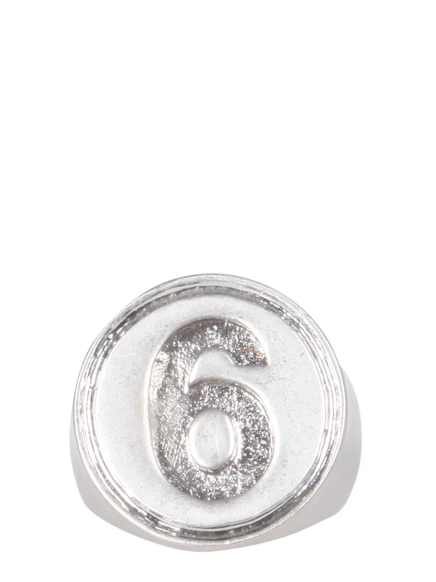 MM6 Maison Margiela Logo Engraved Signet Ring