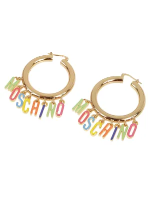 Moschino Logo Charm Clicker Hoop Earrings