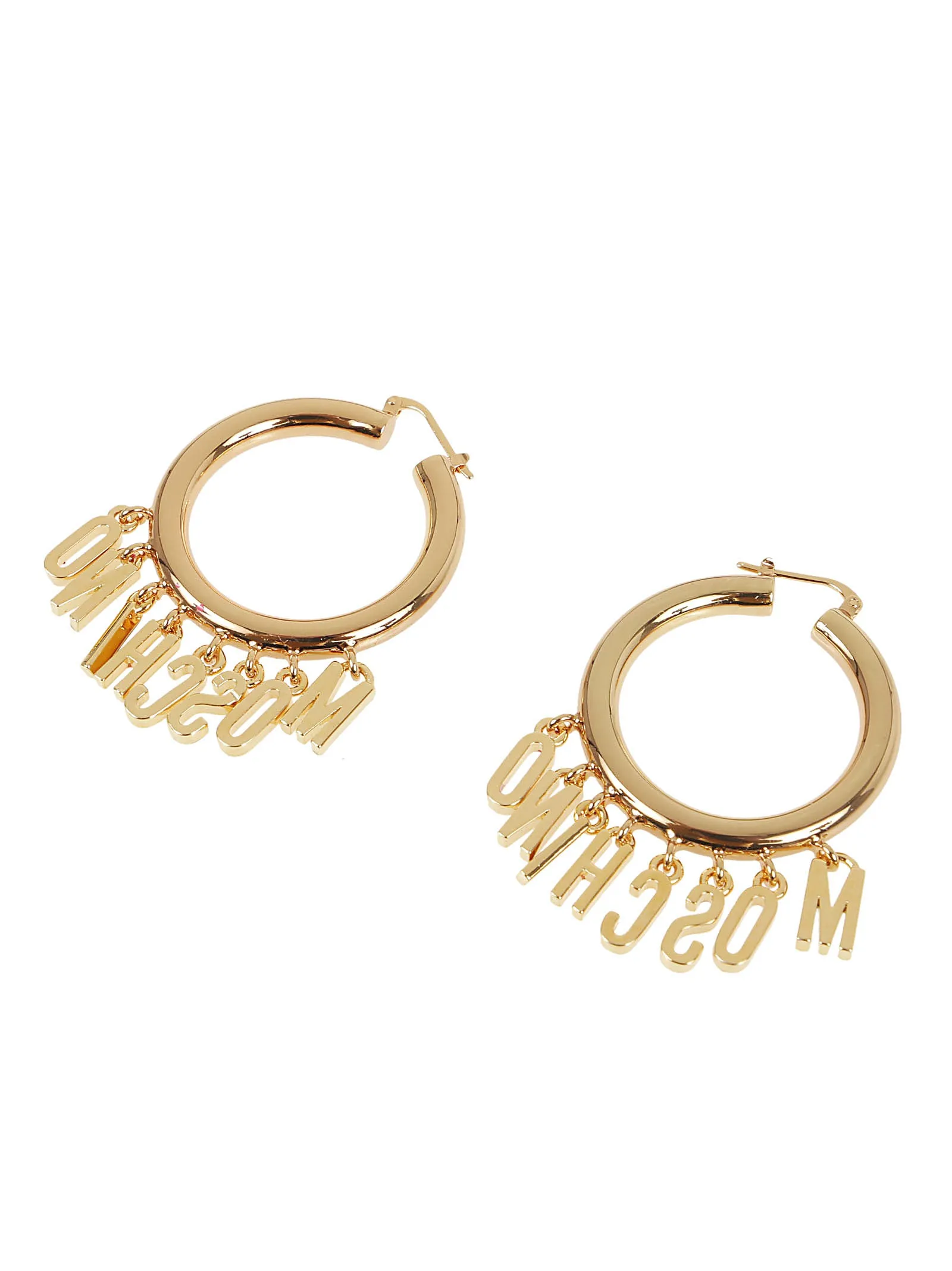 Moschino Logo Charm Clicker Hoop Earrings
