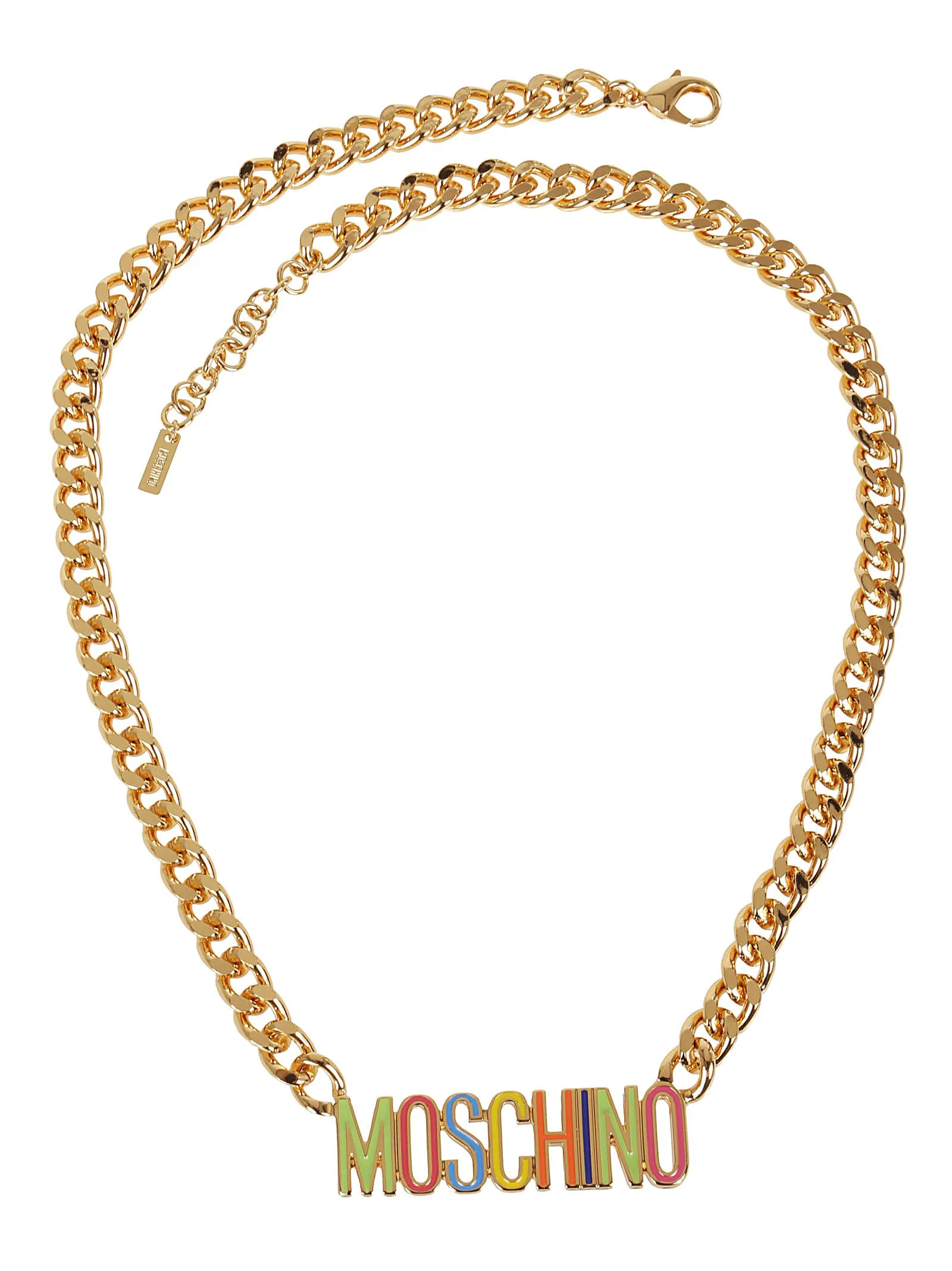 Moschino Logo Plaque Chained Necklace