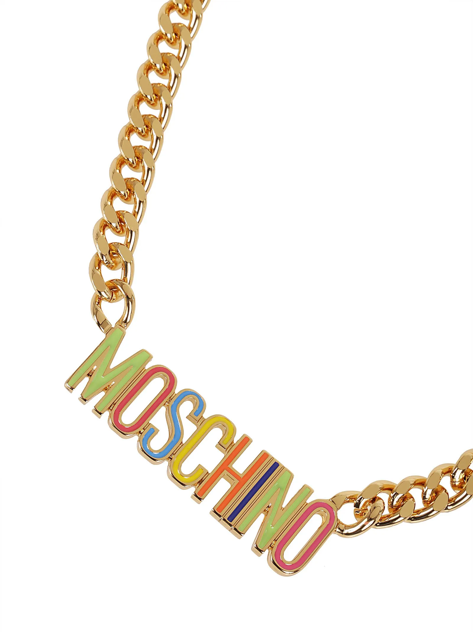 Moschino Logo Plaque Chained Necklace