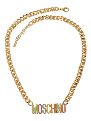Moschino Logo Plaque Chained Necklace