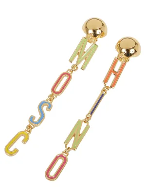 Moschino Logo Plaque Drop Earrings
